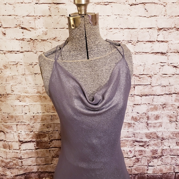 Isabel Ardee Silver Metallic Slip Style Cocktail Dress Size 8 - Picture 2 of 5